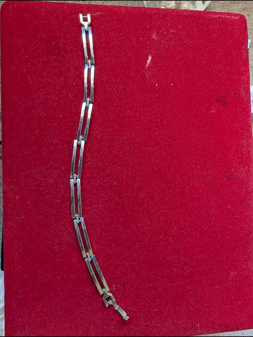 Vintage Sterling Silver Double-Bar Link Bracelet - Silver